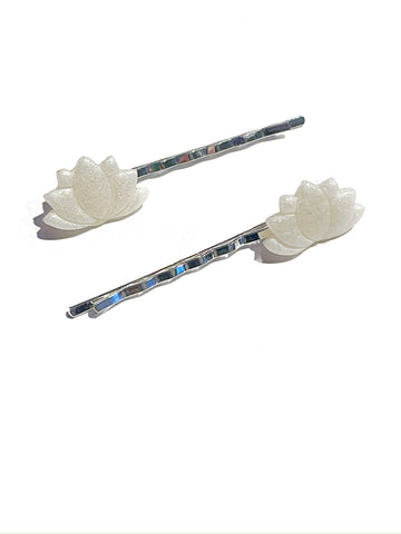 Snow shimmer - lotus hair pins