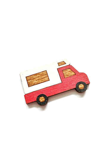 Wood camping series - Truck camper - magnets & pins