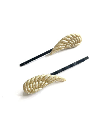 Gold-silver sparkle wings hair clips