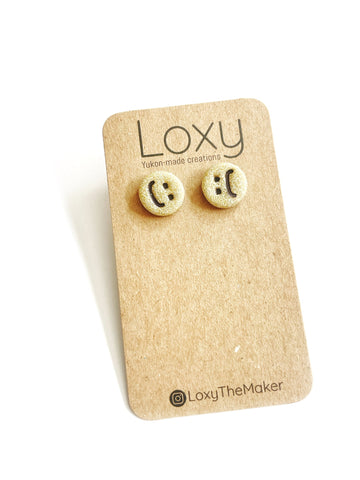Gold-silver sparkle studs - :) ):