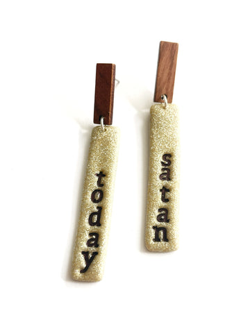 Gold-silver sparkle dangles - today satan