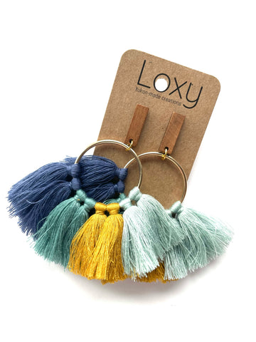 Brass multi-colour tassle circles