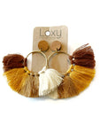 Tassels - browns on brass loop with wood