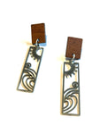 Wood rectangle with waves design