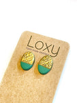 Green with gold filigree studs - ovals