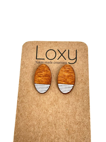 Wood studs - ovals lines - various colours