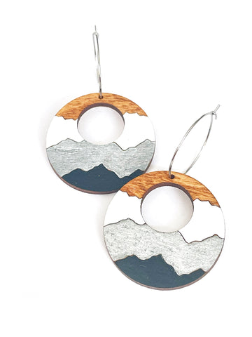 Wood dangles - mountainscape cut out