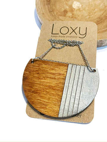 Wood lines - Pendant with silver