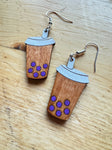 Bubble tea studs or dangles - wood