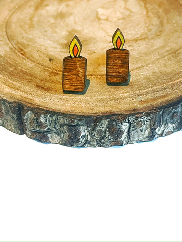 Christmas wood studs - candles