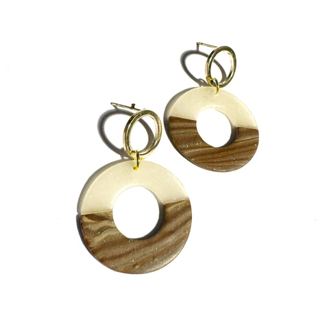 Faux wood and translucent - circles on brass