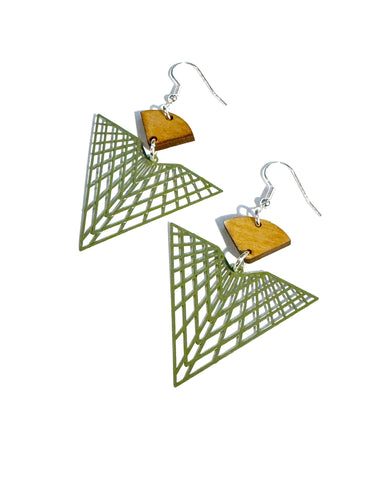 Wood and metal - Grid triangle - green
