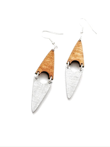 Wood - pointy two piece with silver
