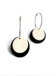 Textured ivory & black - Circles hoops