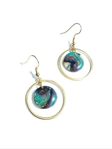 Purple and teal geode - in brass
