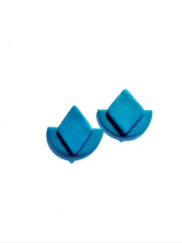 Textured teal - diamond circle studs