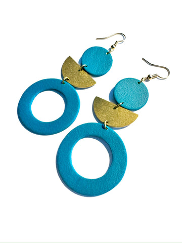 Textured teal - circle brass circle