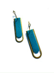 Textured teal - brass window on hoops