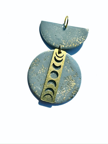 Blue grey & gold flecks - 1.5 pendant