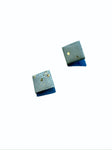 Blue grey & gold flecks - square studs