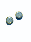 Blue grey & gold flecks - circle studs