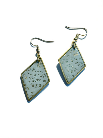 Blue grey & gold flecks - diamonds in brass