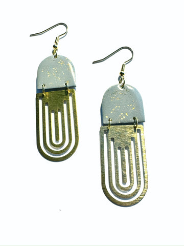 Blue grey & gold flecks - arch deco