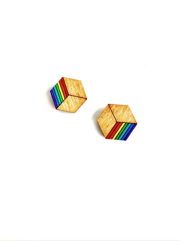 Wood - rainbow cube studs