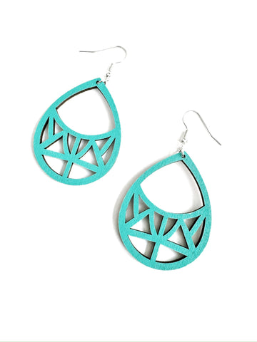 Wood - teal drop cutouts