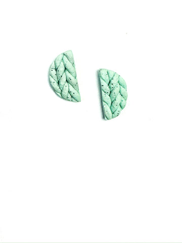 Knit - speckle mint - half circle studs