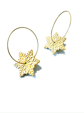 Gold snowflakes on hoops