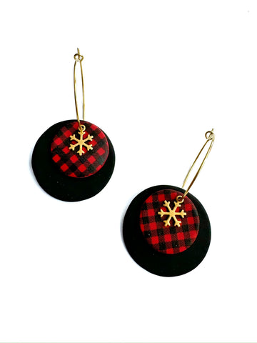 Buffalo plaid - circles with brass snowflake