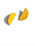 Textured yellow - large half circle studs