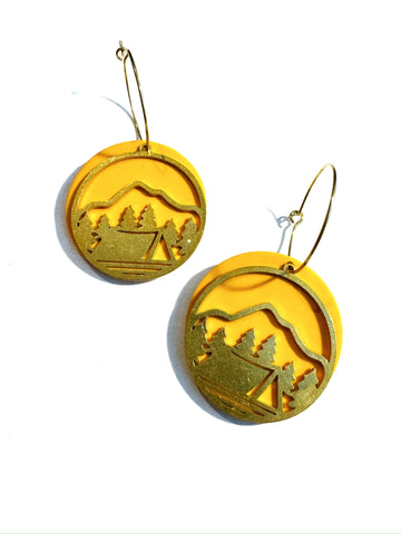 Flat yellow - with brass tent scene