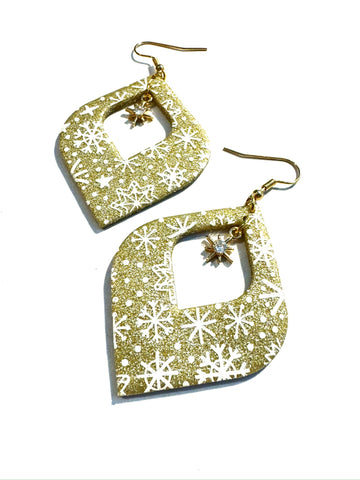 Gold with snow print - Cut out with stars