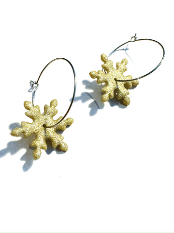 Gold - Snowflakes on hoops