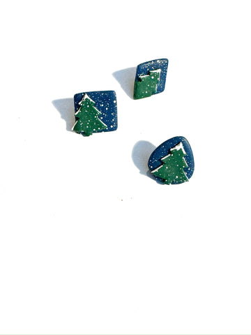 Blue with snow trees - studs