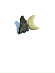 Black sparkle howl wolf & moon studs