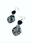 Black tiger print scalloped drops