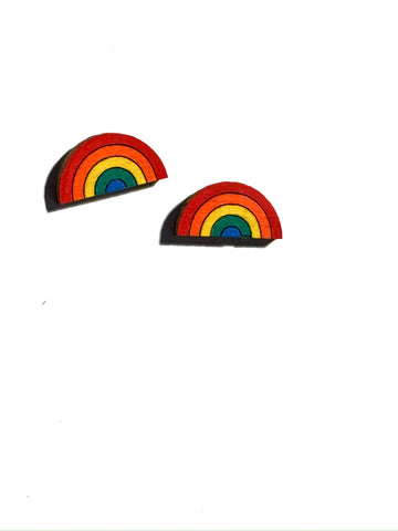 Small rainbow studs - wood