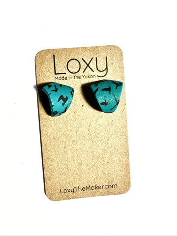 Trial style - teal birds - huggy studs