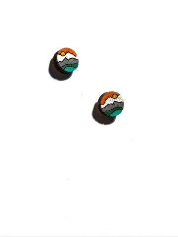 Wood studs - Mountains - small circle