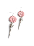 Pastel flowers - pink - bird skull