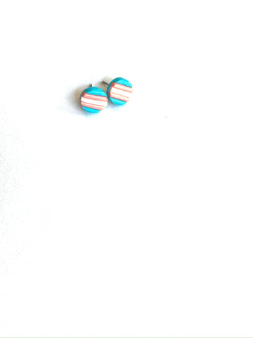 Trans stripes - small circle studs