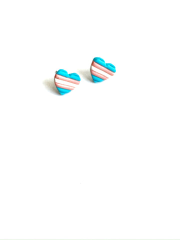 Trans stripes - heart studs