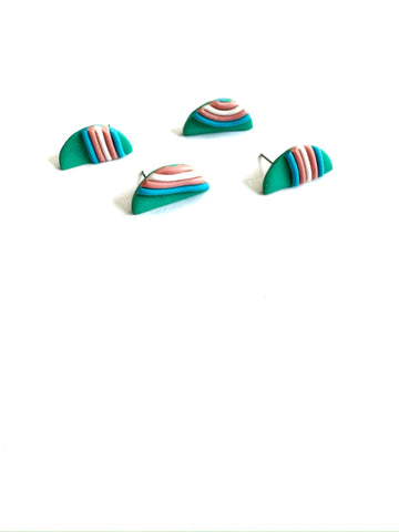 Retro trans stripes - half circle studs