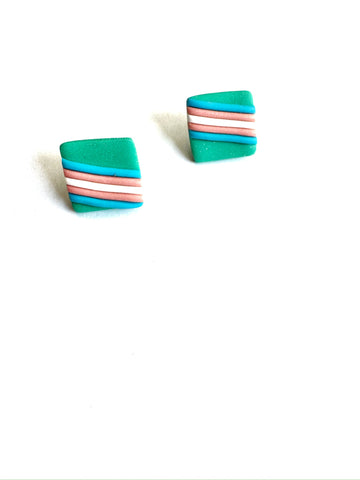 Retro trans stripes - square studs