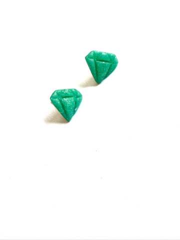 Shimmer green - diamond studs