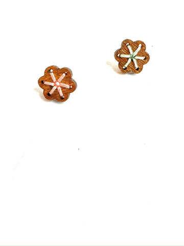 Wood embroidery - flower studs