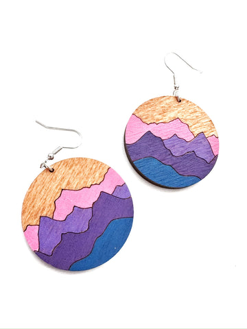 Wood mountains - pink purples blue